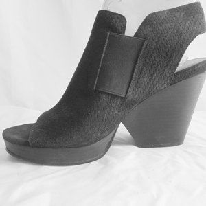 Eileen Fisher Black Suede Semi Wedge Sandals Sz 8.5